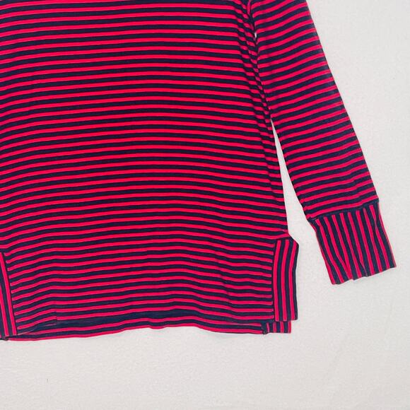 Talbots Sweater Womens Medium Red Navy Blue Striped Boat Neck Knit Top Pullover - Picture 9 of 12